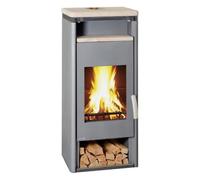 Poêle à bois Wamsler Orpheus 8 kW gris fonte/compartiment chauffant et plaque de recouvrement en grès