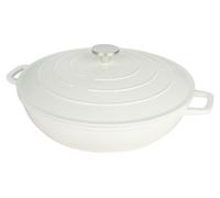 Poêle à bords hauts, plat à gratin, couleur crème, en aluminium moulé, avec couvercle