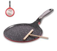 Poêle à Crêpes Ø24cm, Crepiere Induction Revêtement en Céramique Allemand | Poele a Crepe Induction Antiadhésive Sans PFOA, Poele à Crepe avec Répartiteur de Pâte, Compatible Tous Feux