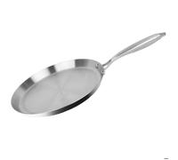 Cheffinger, poêle à crêpes 28 cm en acier inoxydable, compatible avec tous les types de cuisinières, y compris l'induction, couleur argent