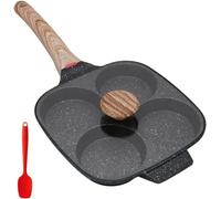 Poêle à crêpes avec couvercle - Poêles pour œufs pochés - Idéale pour préparer le petit-déjeuner - Design à quatre compartiments - Capacité pour 4 personnes - Noir