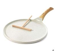 Poêle à Crêpes avec Revêtement Antiadhésive en Naturel Céramique 28cm, Induction, Crêpière avec Répartisseur de Pâte, Poignée Conf