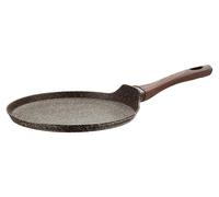 Poêle à crêpes de 25 cm, antiadhésive, aspect pierre, compatible induction, manche en bois