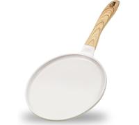Poêle à crêpes de 28 cm, revêtement antiadhésif en granite, poêle à pancakes, manche en bakélite, compatible induction, couleur beige