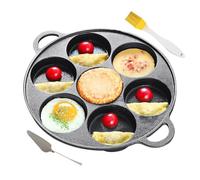 Poêle à crêpes en fonte - 30,5 x 30,5 cm Machine à crêpes antiadhésive multi-trous | Poêle à crêpes et crêpes à 7 trous à manche long | Poêle à frire multi-panc-ake durable pour gaz, électrique, I