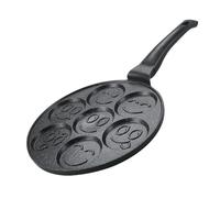 Herzberg Poêle à crêpes HGCP267SML 26 cm – 7 motifs smiley – Antiadhésive, induction, argentée