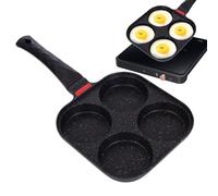 Poêle à crêpes pour petit déjeuner, cuiseur à œufs au plat - Petit cuiseur à omelette en aluminium avec 4 tasses - Poêle à crêpes antiadhésive, poêle avec poignée ergonomique pour une cuisson parfaite