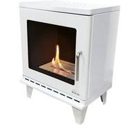 Poêle à éthanol 1,5kW design carré en acier blanc avec pieds PURLINE THESIS 46x58x30 cm Blanc G