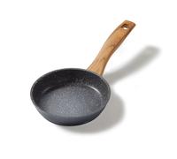 STONELINE Back to Nature Poêle à Frire 16 cm, Poêle à Omelette, Poêle à Revêtement Antiadhésif avec de vraies particules de pierre, adaptée à toutes les plaques de cuisson, Poignée en motif bois