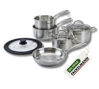 Poêle à Frire 20 cm, Casseroles 14 et 18 cm, Faitouts 20 24 cm inox 18/10 Triply et couvercle Fackelmann Vita3