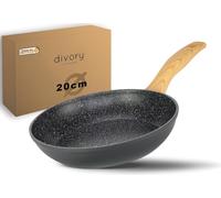 Poêle à frire 20cm - Revêtement antiadhésif, résistant au lave-vaisselle - 1 pièce - Aspect bois foncé - Convient pour induction
