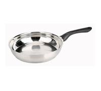 Baumalu - Poêle à Frire Primo - Acier Inoxydable - Tous Feux dont Induction - Triple Fond Diffuseur, Répartition Homogène de la Chaleur - Manche Fixe en Bakélite - Ø24cm, Argent