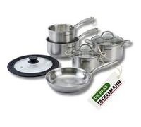 Poêle à Frire 28 cm, Casseroles 14 et 18 cm, Faitouts 20 24 cm inox 18/10 Triply et couvercle Fackelmann Vita3
