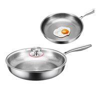 Poêle À Frire 28cm Titanium Anti-Adhésive Sans Revêtement Couvercle Inclus Compatible Tous Feux Rapide Uniforme Saine