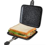 Poêle à frire à double couche, forme carrée avec motif en chevrons, revêtement antiadhésif, alliage d'aluminium, poêle à frire, camping, grille-pain, appareil à sandwich pour le petit-déjeuner, campin