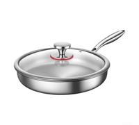 Poêle à frire à trois couches en acier inoxydable de 20 cm, design nid d'abeille à trois couches pour une chaleur uniforme, libre et passe au lave-vaisselle, pour rôtir le steak et les légumes sur les