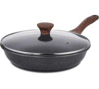 Poêle à frire antiadhésive avec couvercle 24cm Revêtement en granit suisse Poêle à omelette