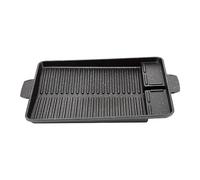 Poêle à frire antiadhésive, brochettes en acier inoxydable, style poêle à grill, plaque de cuisson pour plaques Gaas électriques et à induction, plaque à crêpes avec couvercle en verre, poêle à crêpes