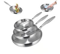 Poêle à frire antiadhésive en acier inoxy - 22+24+26cm Poêle à frire -Ustensiles de cuisine non revêtus -Compatible tous les poêles