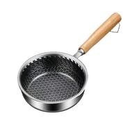 Poêle à frire antiadhésive en acier inoxydable avec poignée en bois | Mini poêle à œufs au plat pour la cuisson des œufs, pâtisserie, poisson, légumes, porc, poulet, maison, hôtel, restaurant