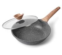 Poêle à frire avec couvercle, 24 cm, revêtement antiadhésif, en grès, compatible induction et gaz