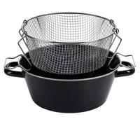Poêle à frire avec insert de 20 cm, émail, noire, compatible induction