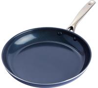 Poêle à frire avec revêtement antiadhésif en céramique renforcé au diamant - sans PFAS - 30 cm - Bleu
