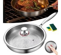 Poêle à frire de 30 cm, compatible avec l'induction, surface anti-adhésive, chauffage uniforme, couvercle en verre inclus pour une cuisine saine