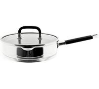 Poêle à frire de haute qualité en acier inoxydable avec couvercle Poêle en argent avec bec 28 cm