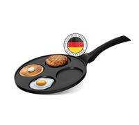 Poêle à frire - Diamètre : 26 cm - En fonte d’aluminium - Avec revêtement à triple couche et 4 trous - Compatible avec plaque à induction - Pour pancakes et Oladji