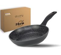 Poêle à frire DIVORY 20 cm pour induction – Poêle universelle antiadhésive adaptée à tous les types de cuisinières – Poignées sûres, lavable au lave-vaisselle (noir, 20 cm)