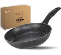 Poêle à frire DIVORY 32 cm pour induction – Poêle universelle antiadhésive adaptée à tous les types de cuisinières – Poignées sûres, lavable au lave-vaisselle (noir, 32 cm)