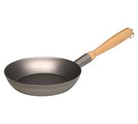 Poêle à frire émaillée, diamètre 24 cm, manche en bois, capacité 0,7 litre, couleur grise, compatible avec les plaques à induction