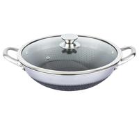 Poêle à frire en acier inoxydable 40 cm, antiadhésive, poêle wok, couvercle en verre, cocotte asiatique, compatible induction