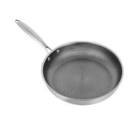 Poêle à frire en acier inoxydable de 32 cm avec structure en nid d'abeille - Revêtement antiadhésif et anti-rayures - Poêle universelle anti-adhésive et résistante aux rayures - Pour cuisinières à gaz