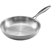 Poêle à frire en acier inoxydable triple épaisseur, 3 pièces, 240, 280 et 320 mm, lavable au lave-vaisselle, couleur argent