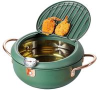 Poêle à frire en acier inoxydable Unyqoos® avec thermomètre et grille de égouttement d'huile amovible – pour les plaques de cuisson à gaz et à induction, style japonais, polyvalente