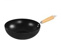 Poêle à frire en fer avec traitement anti-adhésif et base plate pour une performance de cuisson fiable de style wok (28 cm)