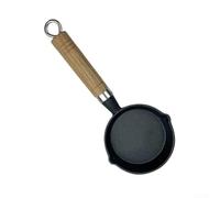 Poêle à frire en fonte avec poignée en bois, poêle à frire pour œuf, poêle non de camping, poêle de cuisine portable pour feu de camp, barbecue, randonnée (10 cm)