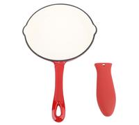 Poêle à frire en fonte émaillée, revêtement antiadhésif, pour la cuisine, rôtir, griller, batterie de cuisine pour le camping, cuisiner, griller, 25 cm