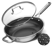 Poêle à frire en forme de wok avec couvercle, 28 cm, revêtement DiamondTitan-Hybrid en céramique, structure en nid d'abeille, compatible avec les plaques à induction, lavable au lave-vaisselle, sans P