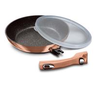 Berlinger Haus, Poele, 28 cm, avec poignée détachable, Collection Rose Gold, en alu forgé, revêtement en marbre antiadhésif à 3 couches, Convient à tous types de plaques de cuisson