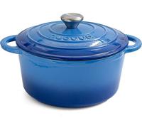 Poêle à frire Nuovva en fonte avec revêtement antiadhésif et couvercle - Poêle à mijoter bleu foncé - Ronde - Ø 24 cm - 4,7 litres - 100 % sans PFAS ni PFOA - Compatible avec toutes les sources de cha