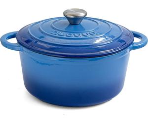 Poêle à frire Nuovva en fonte avec revêtement antiadhésif et couvercle - Poêle à mijoter bleu foncé - Ronde - Ø 24 cm - 4,7 litres - 100 % sans PFAS ni PFOA - Compatible avec toutes les sources de cha