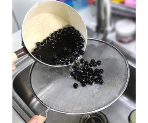 Poêle à frire pour écran anti-éclaboussures en acier inoxydable à mailles fines - Huile de cuisine pour protection contre les éclaboussures avec poignée en bois pour passoire de casserole 21 cm (33 cm