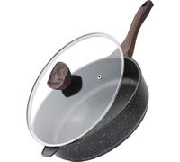 Poêle à frire profonde anti-adhésive avec couvercle, 30cm revêtement granit Compatible induction