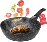 Poêle à frire profonde de 26 cm avec revêtement en marbre - Poêle wok à poignée amovible - Compatible avec l'induction et toutes les sources de chaleur