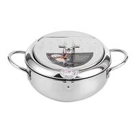 Poêle à frire profonde, poêle à frire Tempura en acier inoxydable de style japonais Marmite à frire profonde avec thermomètre Cuiseur à induction Casserole à poulet Outils de cuisson(L 24cm)