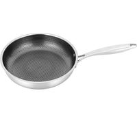 Poêle à frire/wok - 28 cm - Acier inoxydable 410 - Revêtement antiadhésif - Deuxièmes poignées - Pour gaz/électrique/induction - Blanc