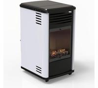 Poele à gaz 3.4KW Blanc et noir Chauffage d'appoint effet Feu Manhattan Sahara